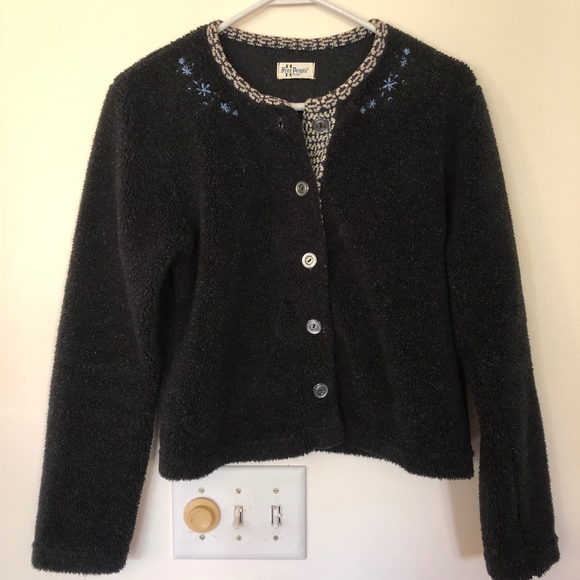 Free People Sweaters - FREE PEOPLE vintage black fleece cardigan sweater